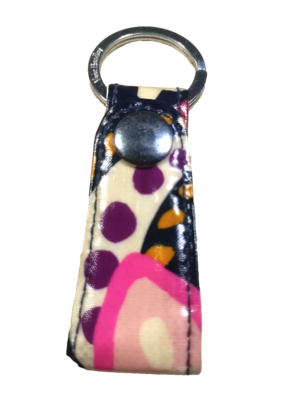 Vera Bradley Keychain Clip Snap purple white pink